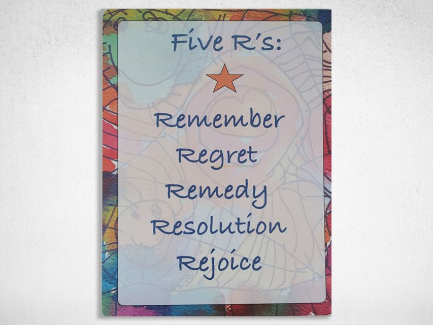 letter-sized card with the 5 Rs printed on front.