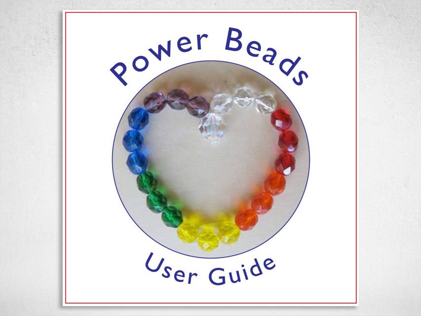 power beads user guide booklet. shows beads in a heart shape on the cover