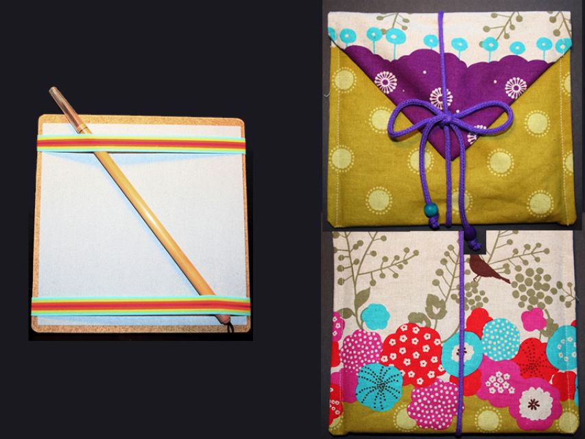 board with decorative fabric case